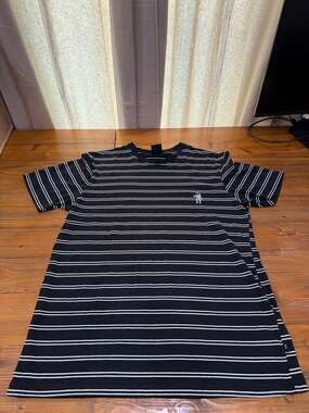 Sunrise Kingdom Striped Astronaut Embroidered Logo Short Sleeve T-Shirt